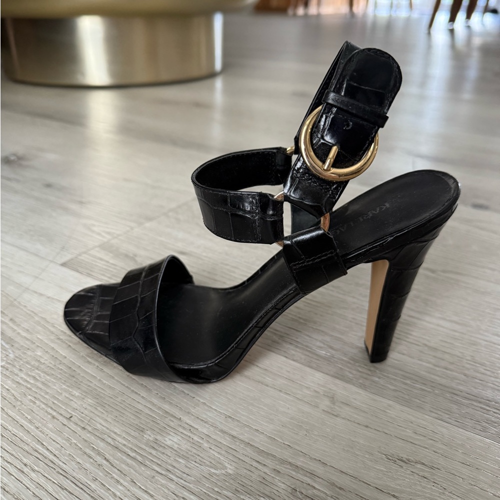 Karl Lagerfeld Black Heels with Gold Buckle